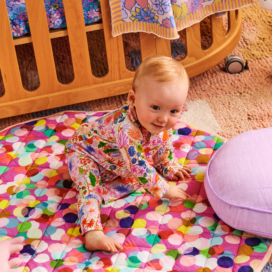 Quilted Baby Play Mat - Confetti Pink - One Size