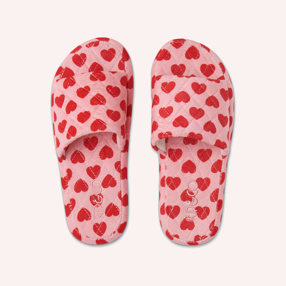 Quilted Velvet Slippers - I Heart You