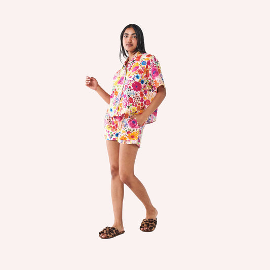 Short Sleeve Shirt & Short Pyjama Set - Field Of Dreams In Colour