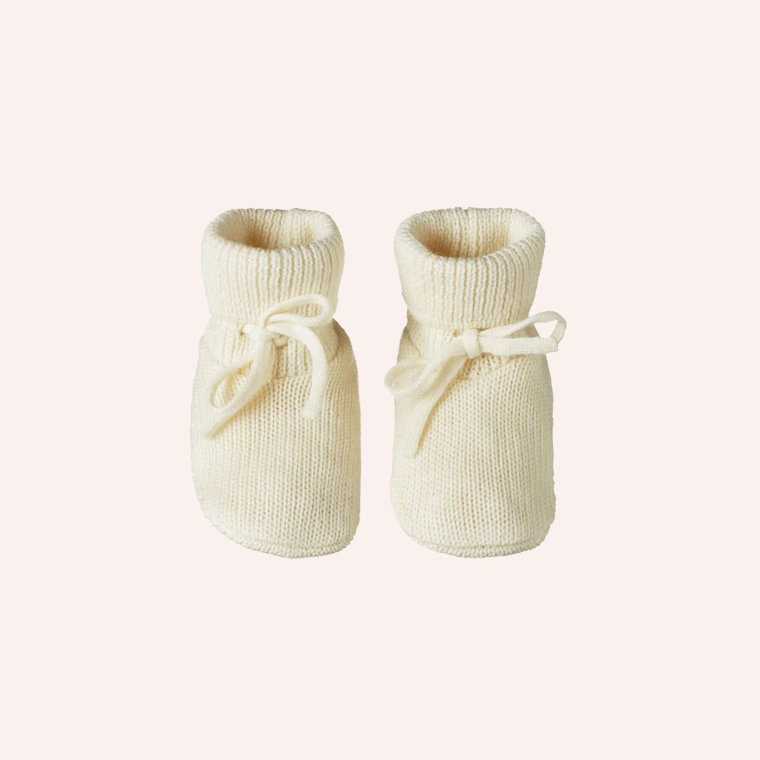 Merino Knit Drawstring Booties - Natural