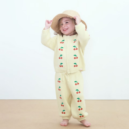 Knitted Baby Pant - Mini Cherries