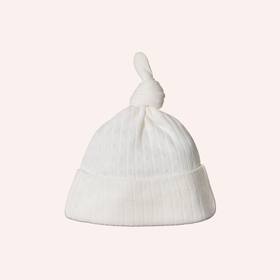 Knotted Beanie Pointelle - Natural