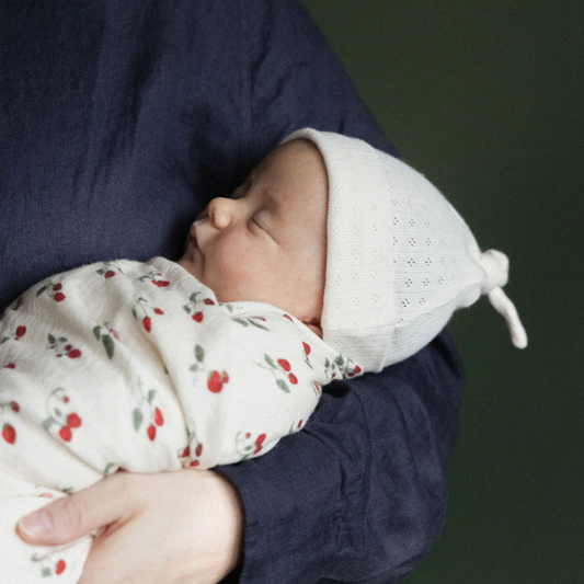 Knotted Beanie Pointelle - Natural