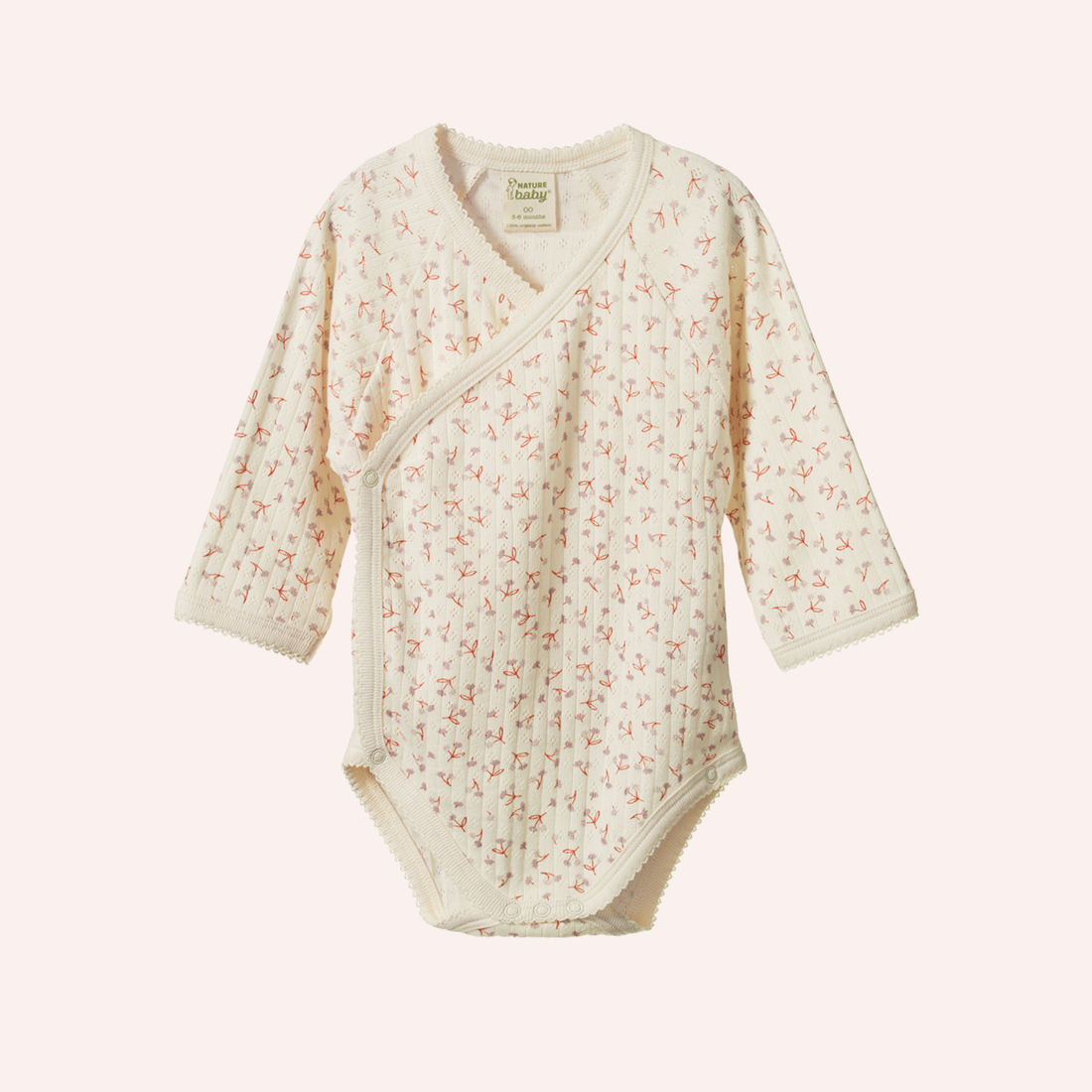 Long Sleeve Kimono Bodysuit Pointelle - Dandelion Print