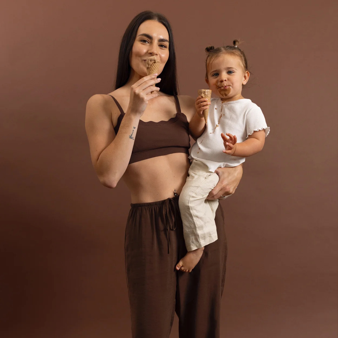 Leakproof Scallop Bandeau Bralette - Chocolate