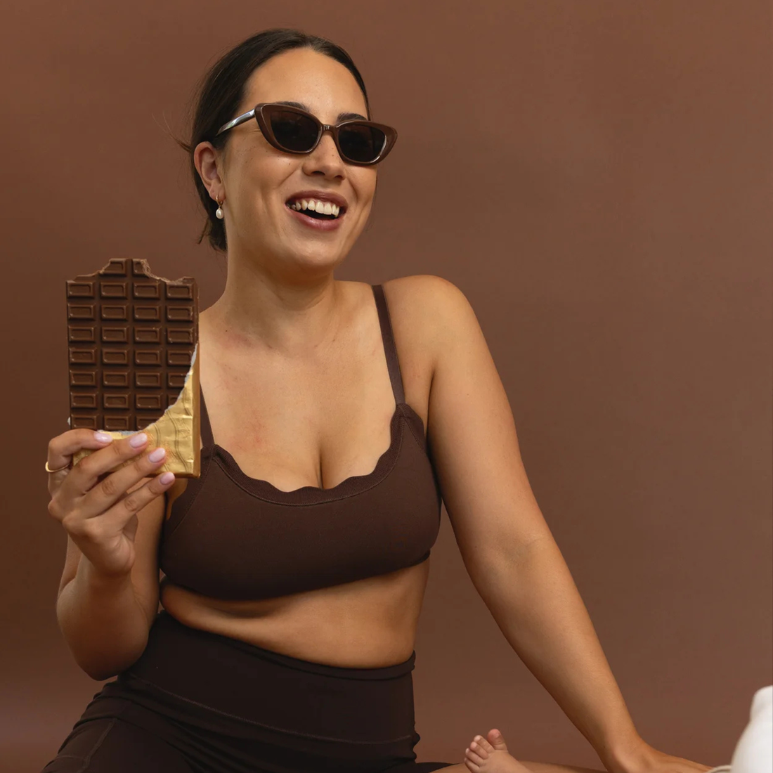 Leakproof Scallop Bandeau Bralette - Chocolate