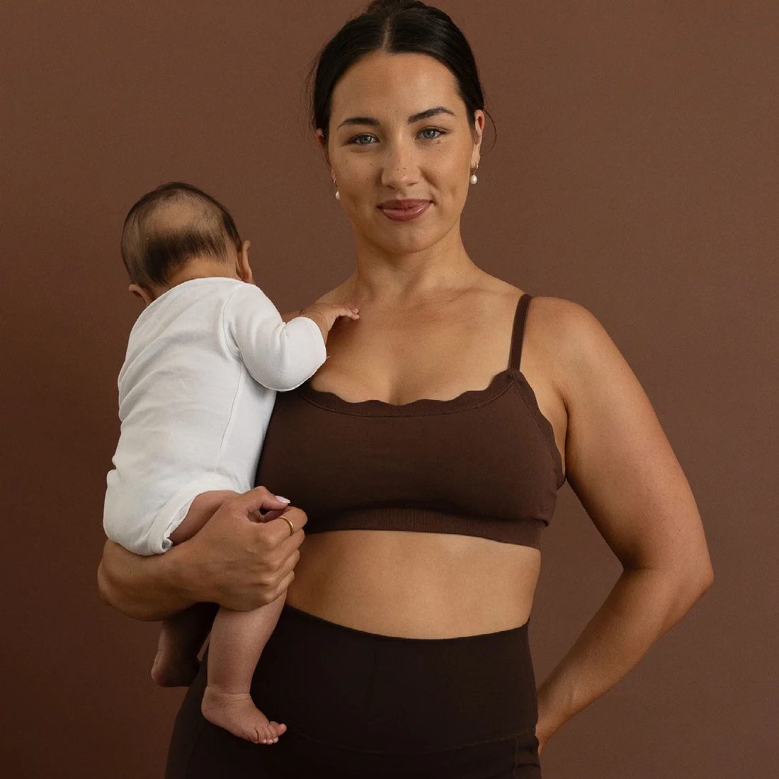Leakproof Scallop Bandeau Bralette - Chocolate