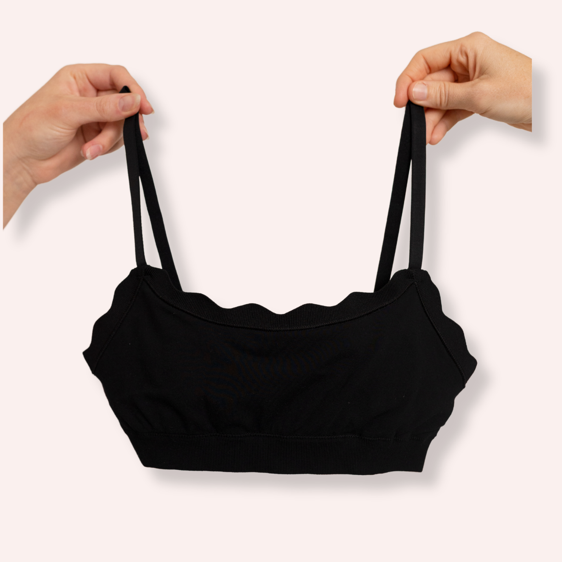 Leakproof Scallop Bandeau Bralette - Black