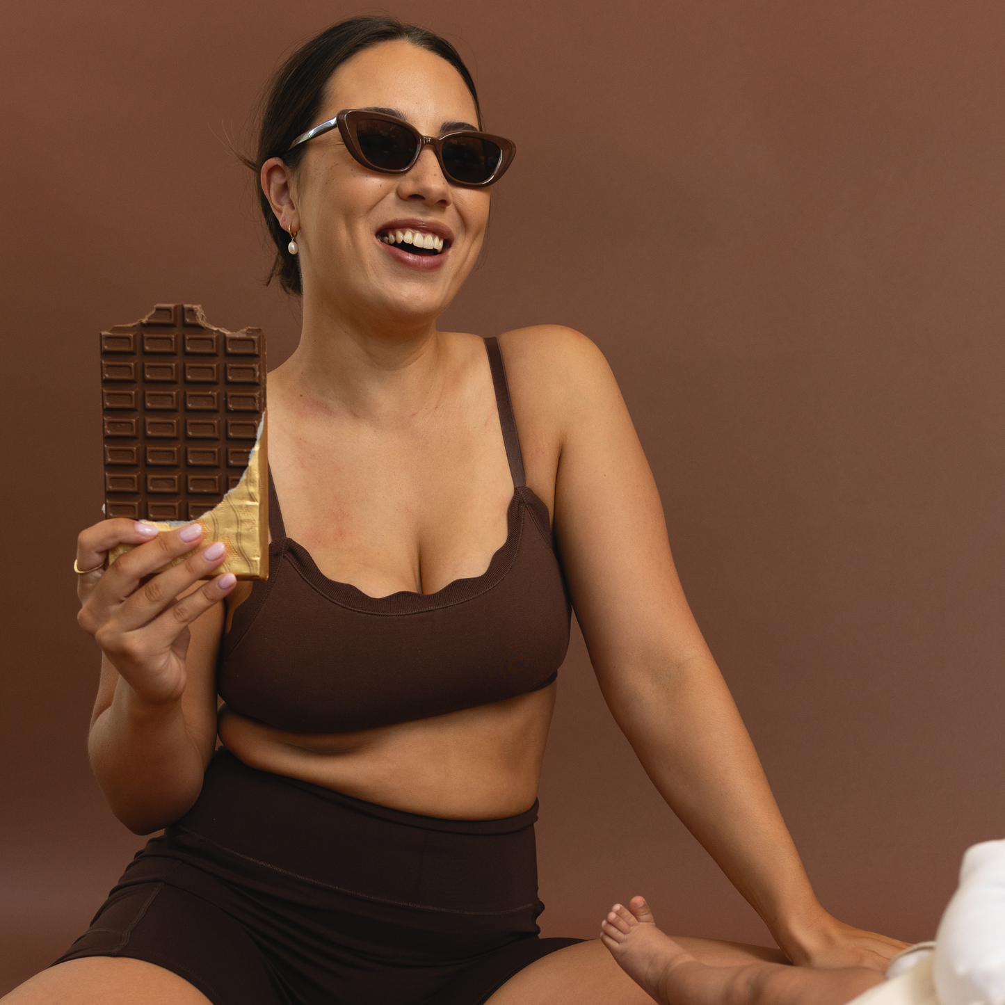 Leakproof Scallop Bandeau Bralette - Chocolate