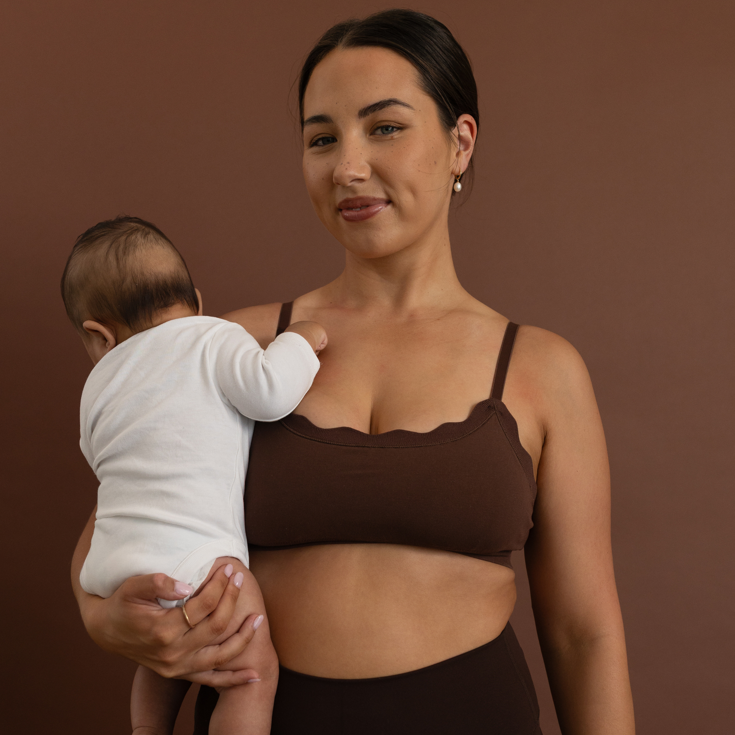 Leakproof Scallop Bandeau Bralette - Chocolate