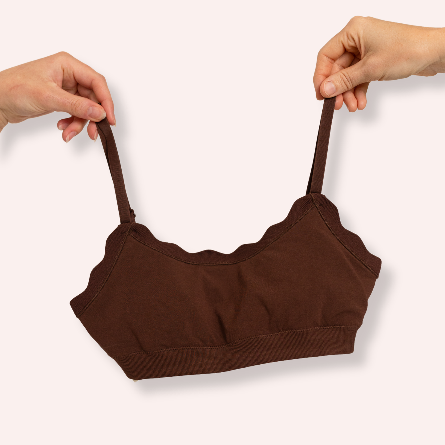 Leakproof Scallop Bandeau Bralette - Chocolate