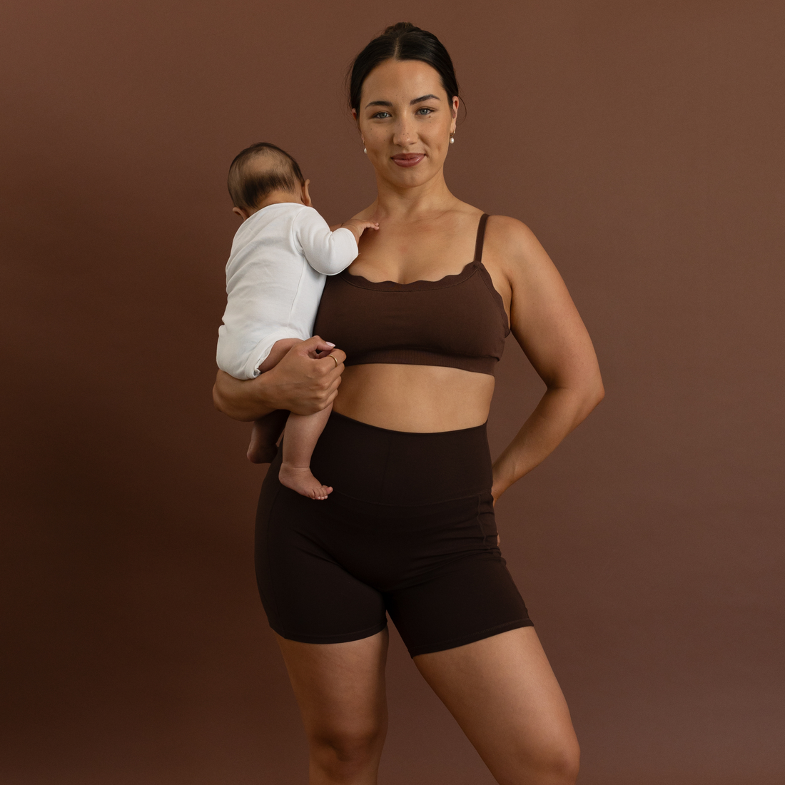 Leakproof Scallop Bandeau Bralette - Chocolate