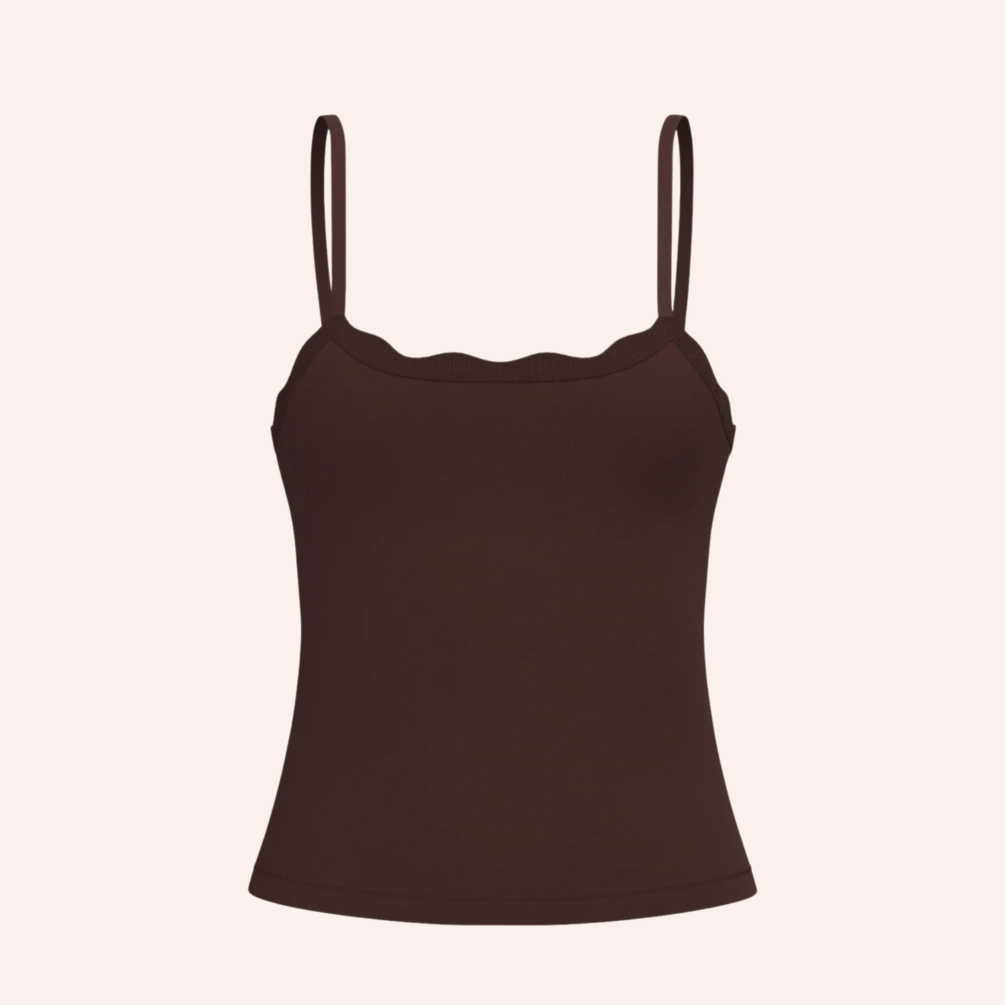 Leakproof Scallop Cami - Chocolate