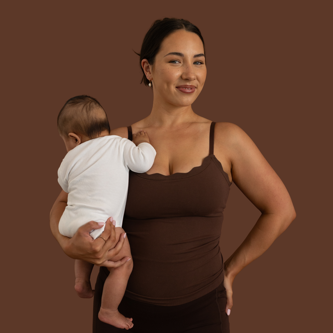 Leakproof Scallop Cami - Chocolate