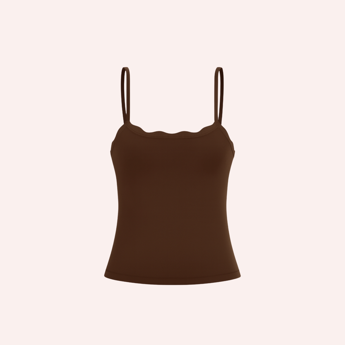 Leakproof Scallop Cami - Chocolate
