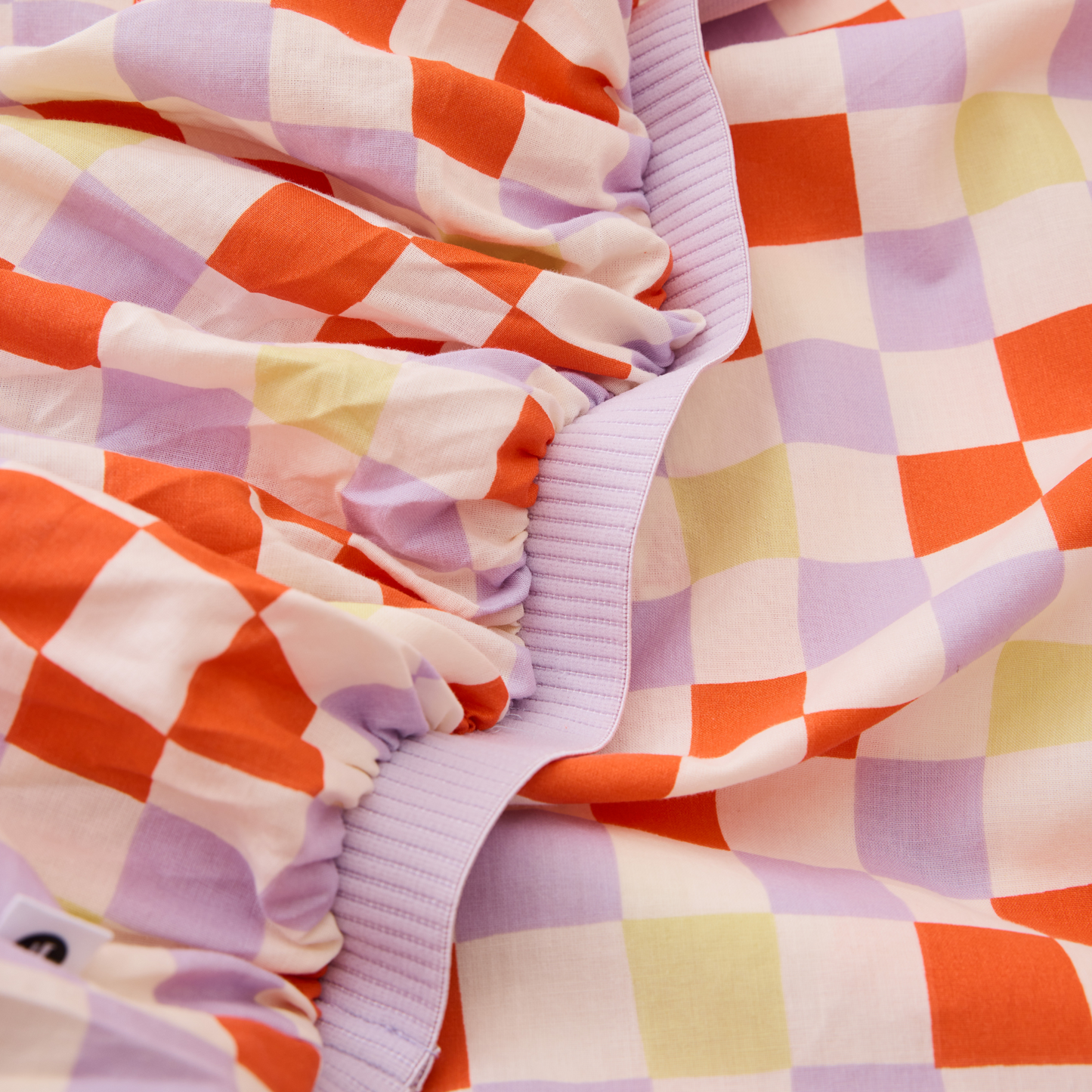 Leo Washed Cotton Fitted Sheet - Juno Checkerboard