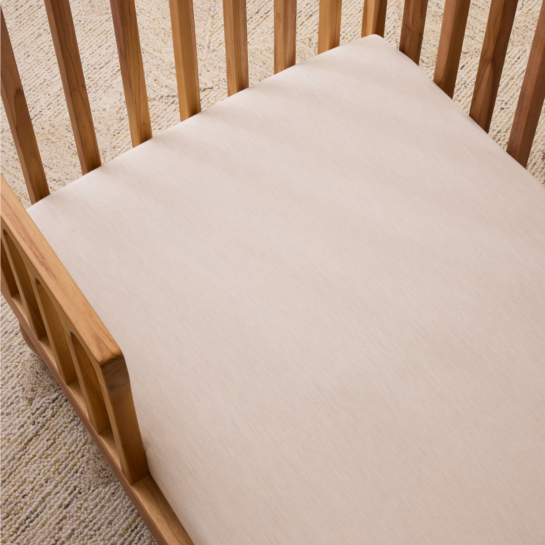 Leo Washed Cotton Fitted Sheet - Oatmeal Marle