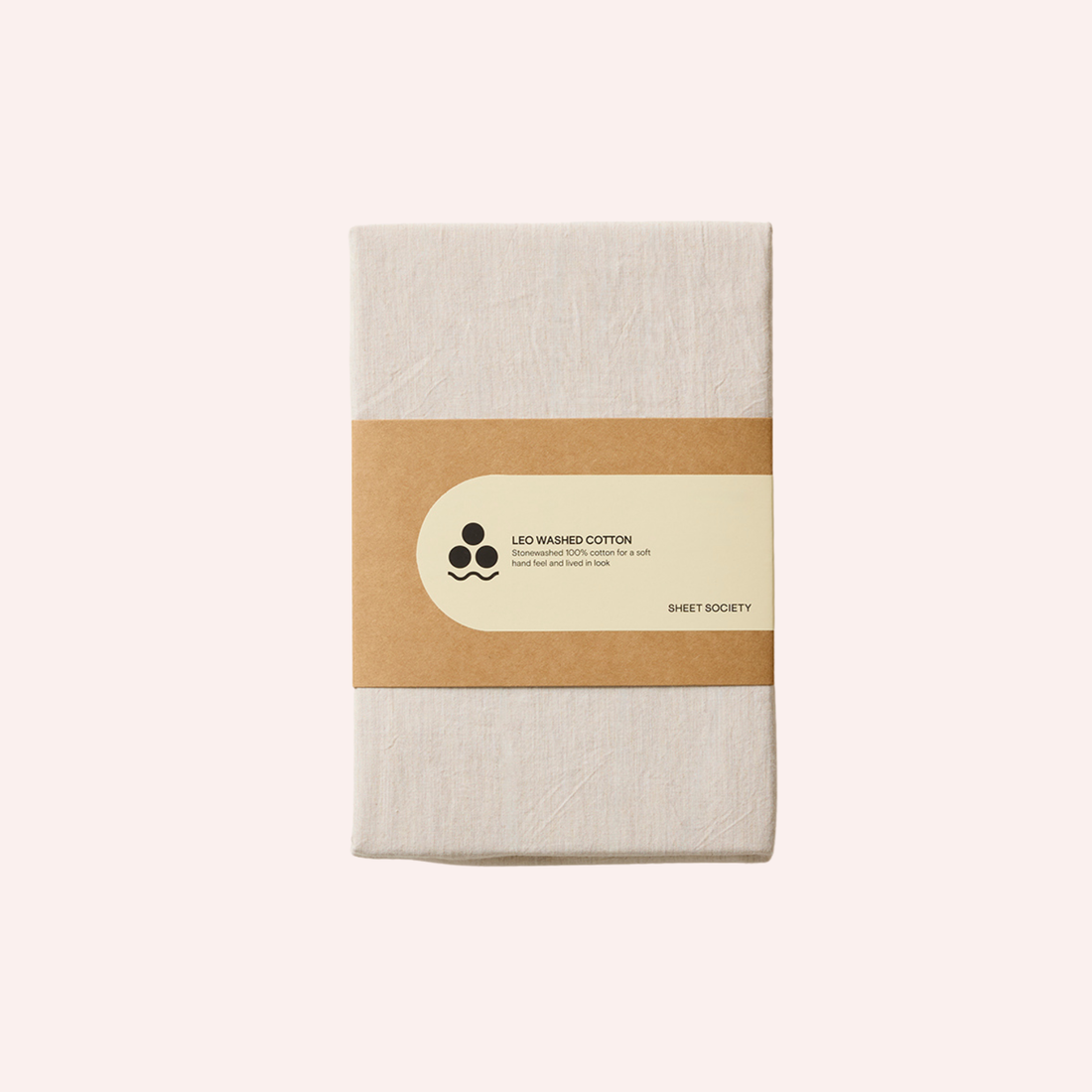 Leo Washed Cotton Fitted Sheet - Oatmeal Marle