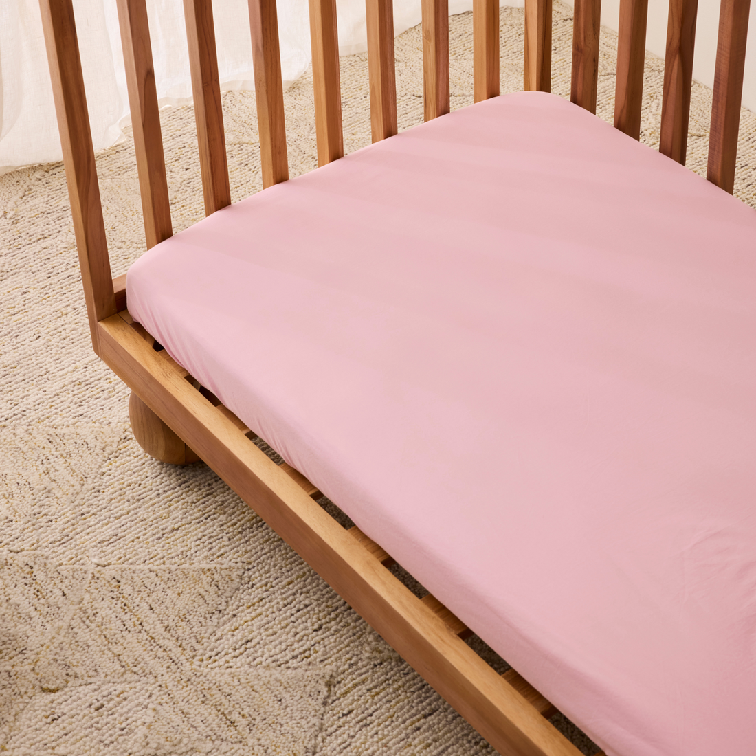 Leo Washed Cotton Fitted Sheet - Pink Lotus