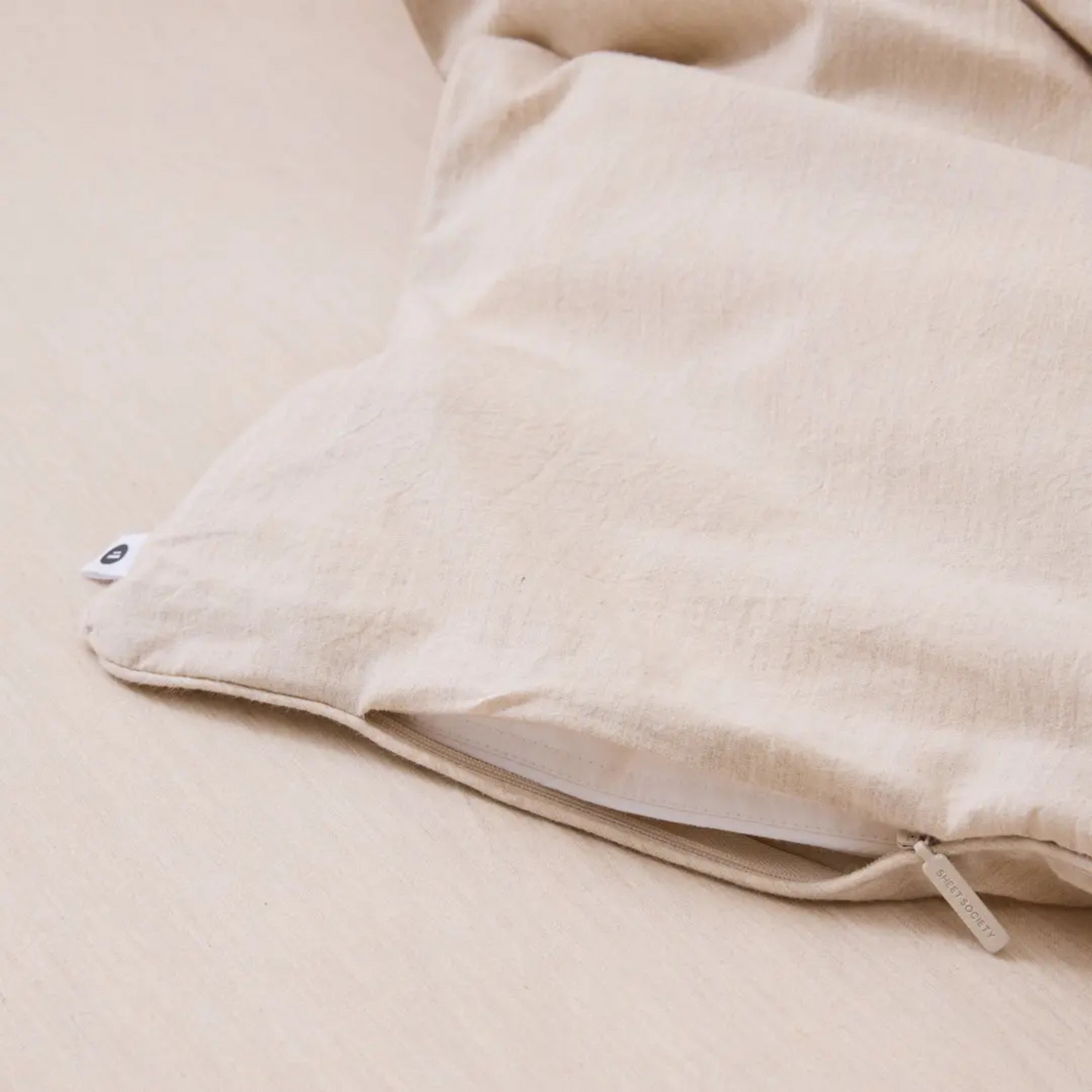 Leo Washed Cotton Quilt Cover - Oatmeal Marle