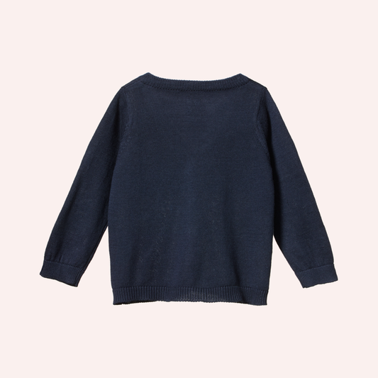 Light Cotton Knit Cardigan - Navy