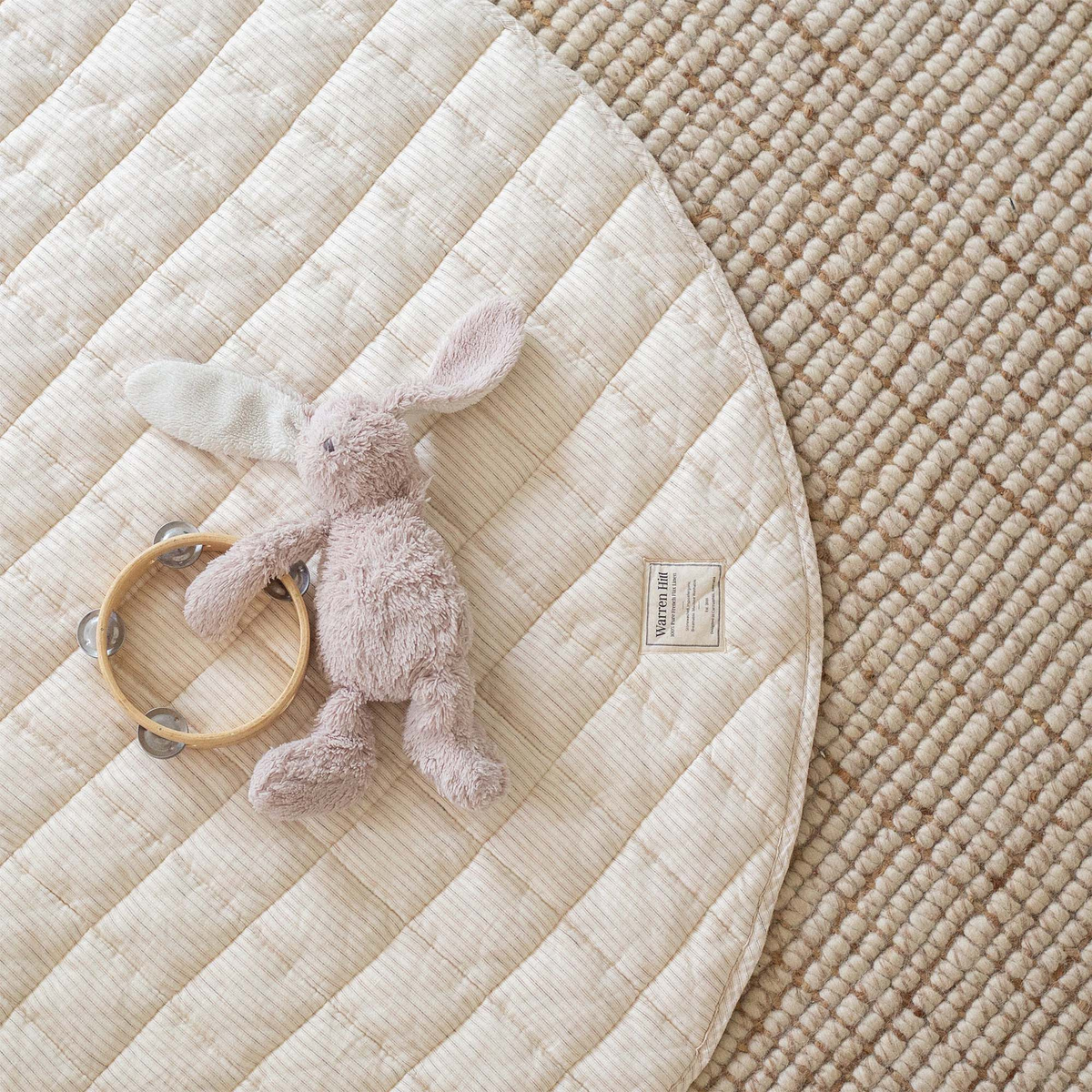 Linen Baby Play Mat - Dune Stripe