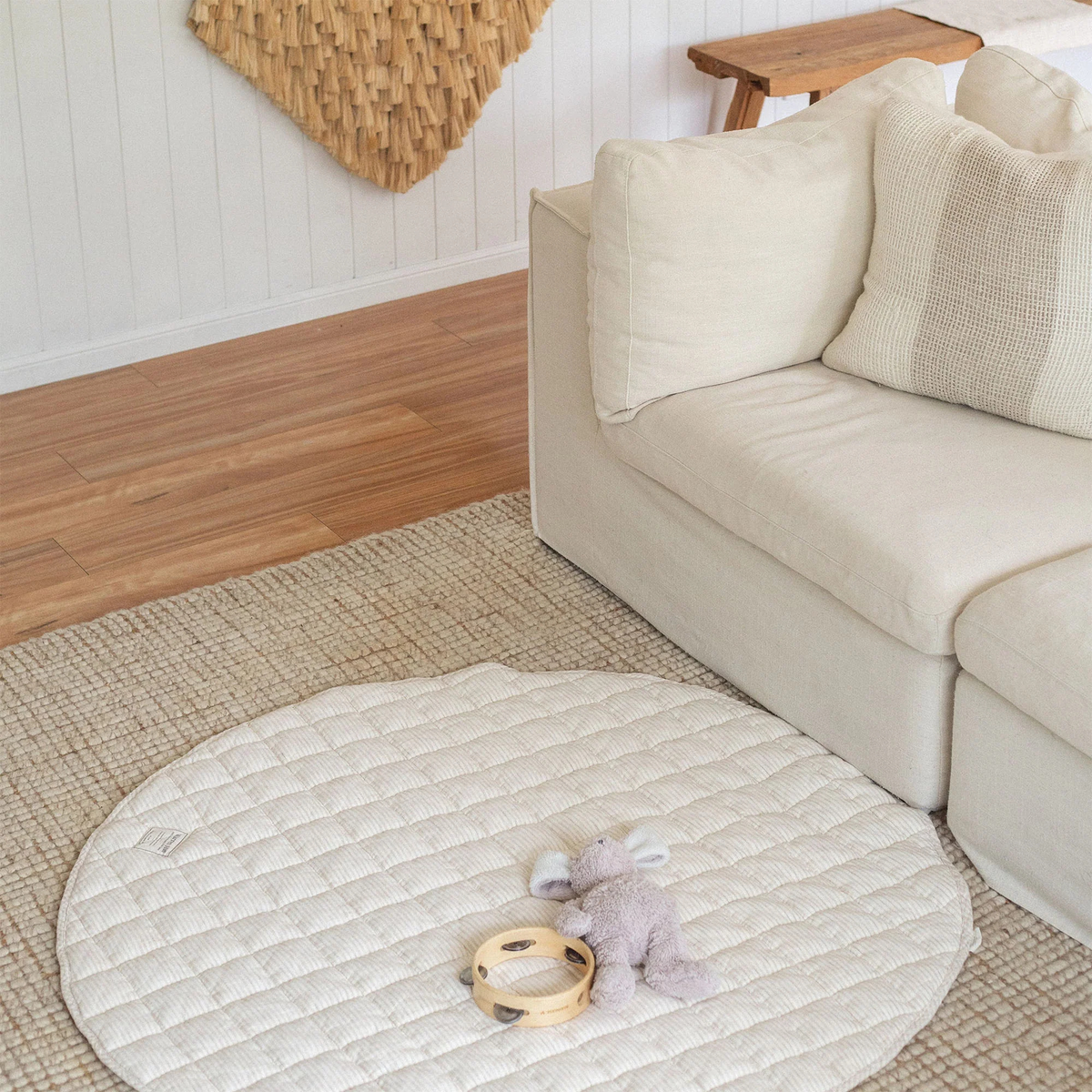 Linen Baby Play Mat - Dune Stripe