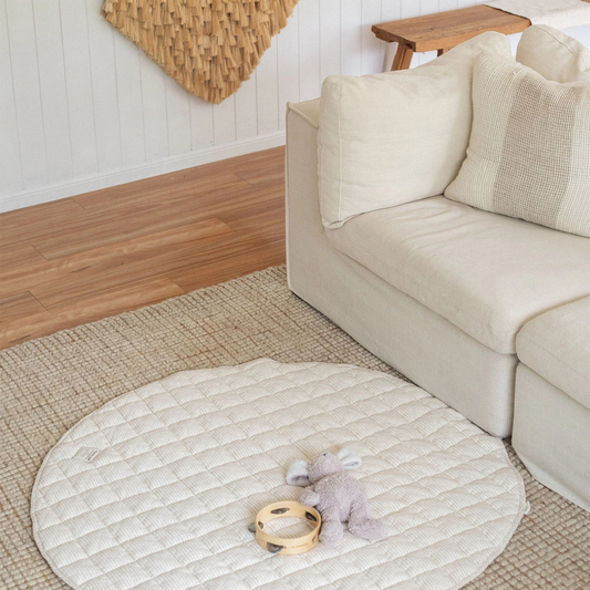 Linen Baby Play Mat - Dune Stripe