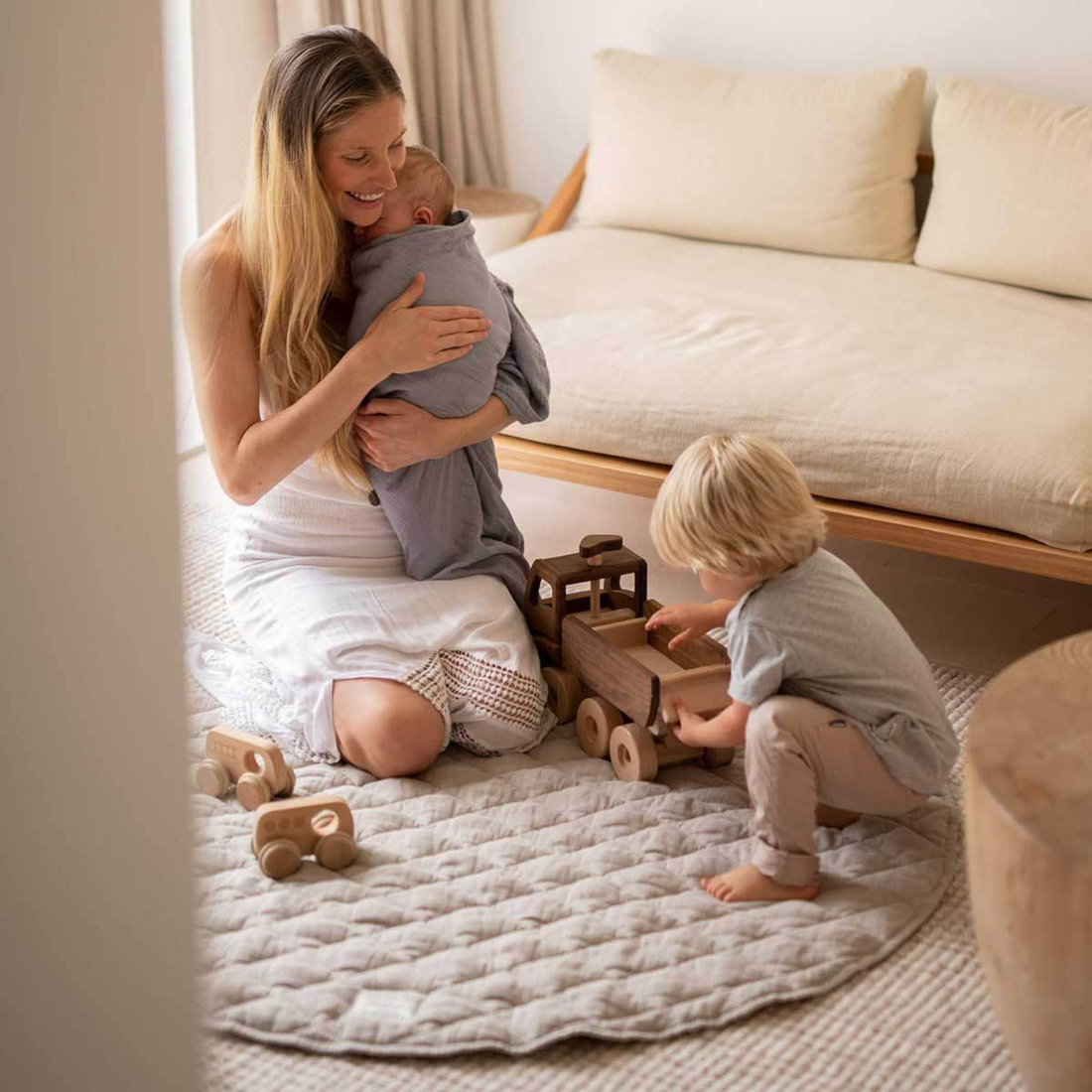 Linen Baby Play Mat - Natural