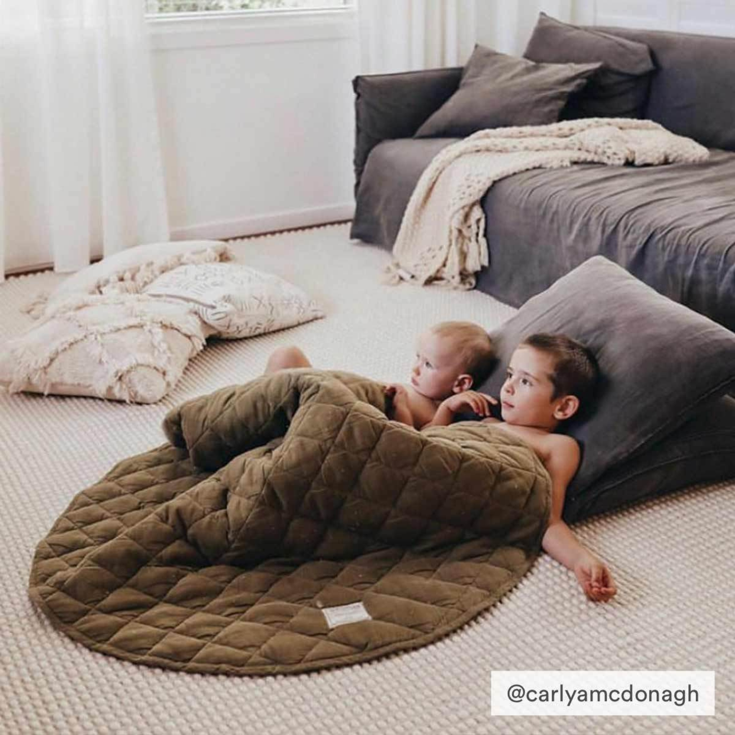 Linen Baby Play Mat - Olive