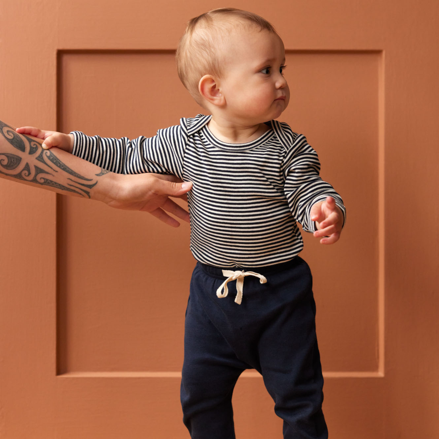 Long Sleeve Bodysuit - Navy Stripe
