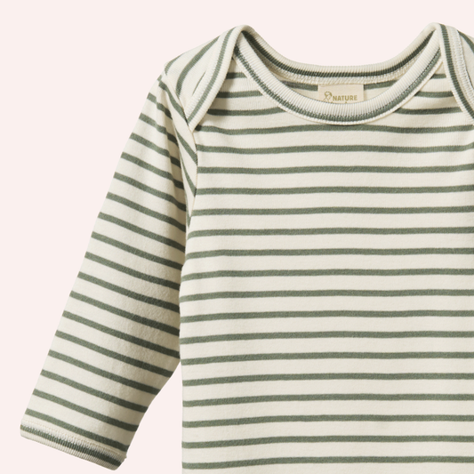 Long Sleeve Bodysuit - Nettle Sailor Stripe