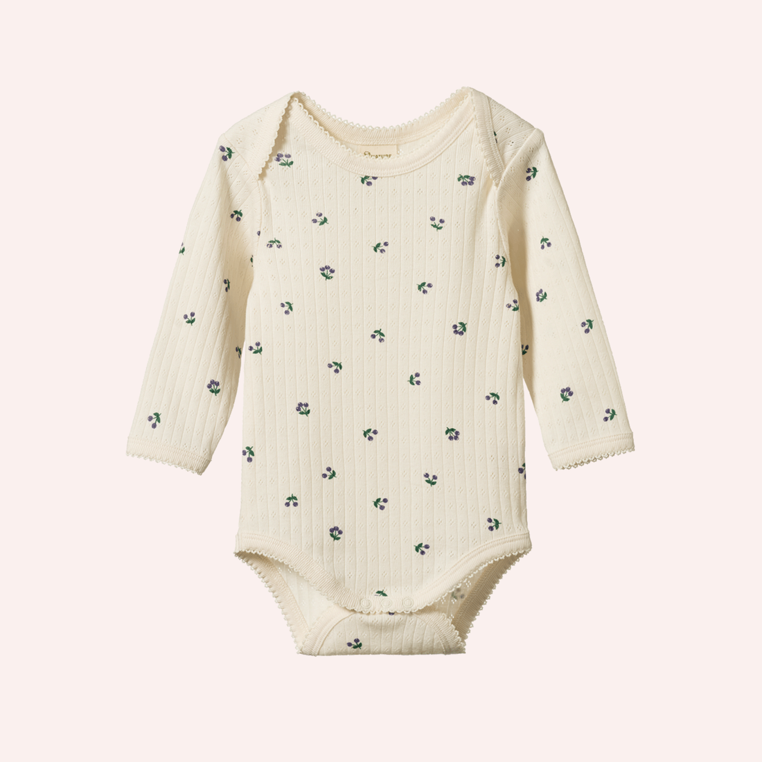 Long Sleeve Bodysuit Pointelle - Winter Berry Print