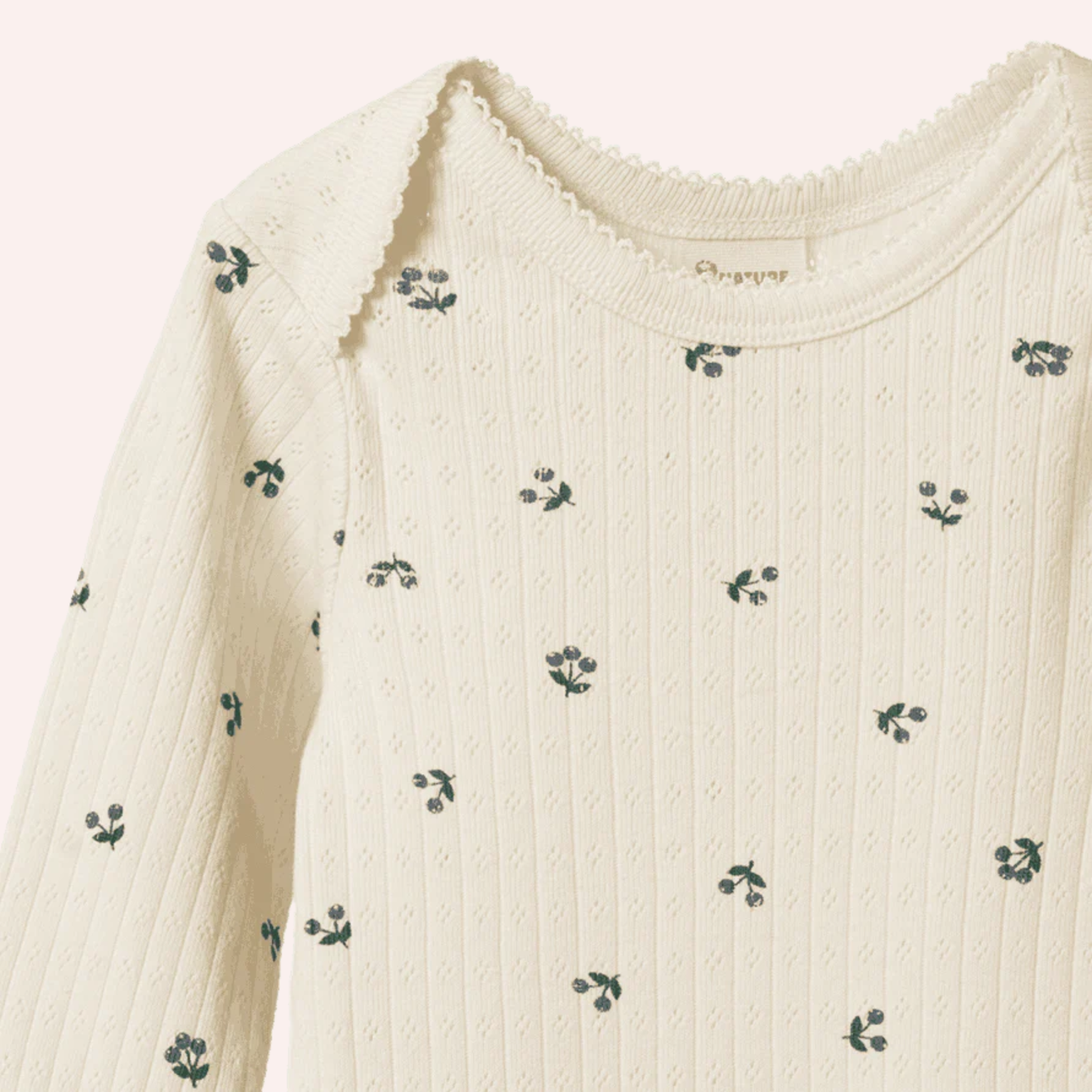 Long Sleeve Bodysuit Pointelle - Winter Berry Print