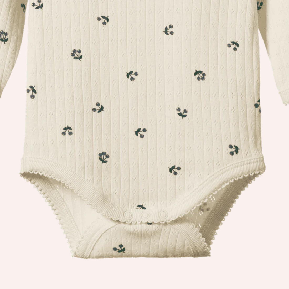 Long Sleeve Bodysuit Pointelle - Winter Berry Print