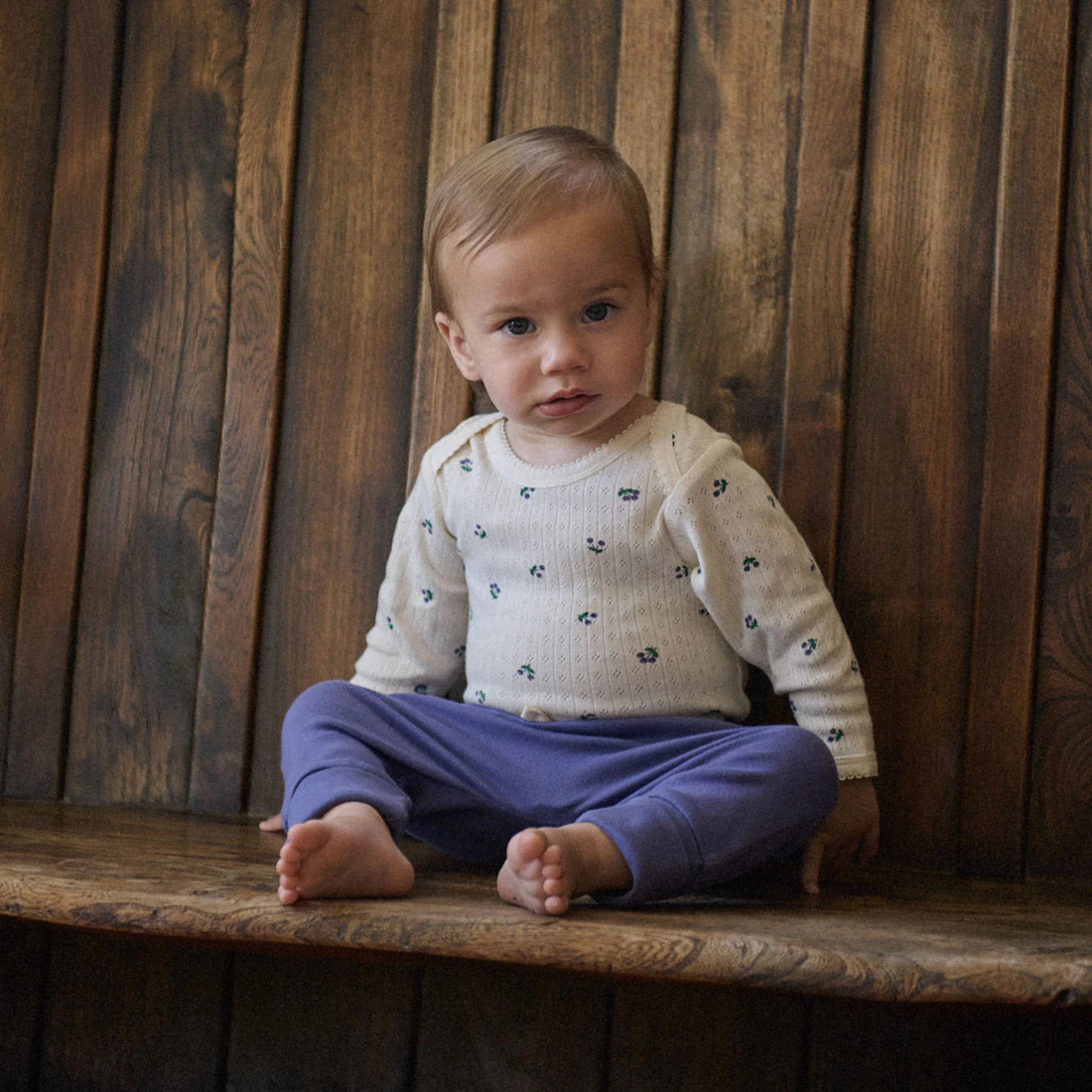 Long Sleeve Bodysuit Pointelle - Winter Berry Print