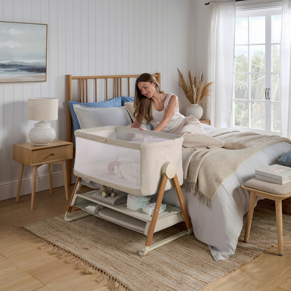Lua Bedside Crib - Beige