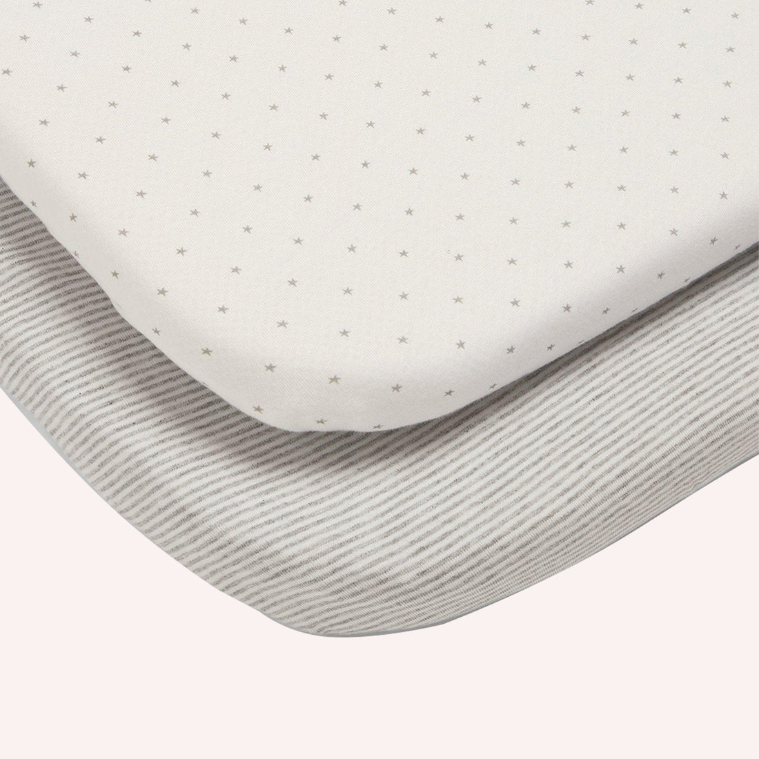 Lua Crib Bedside Grey Stripe Sheets