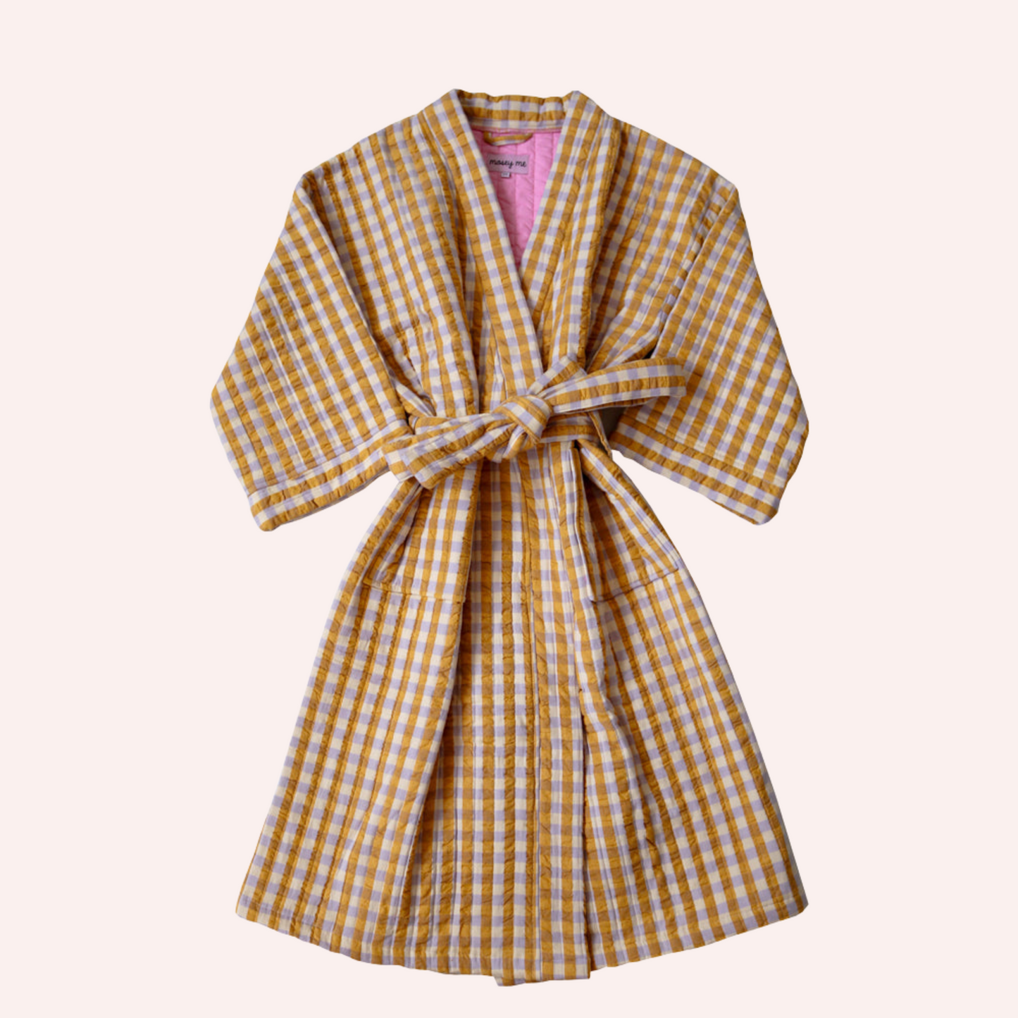 Quilted Robe - Mango Seersucker