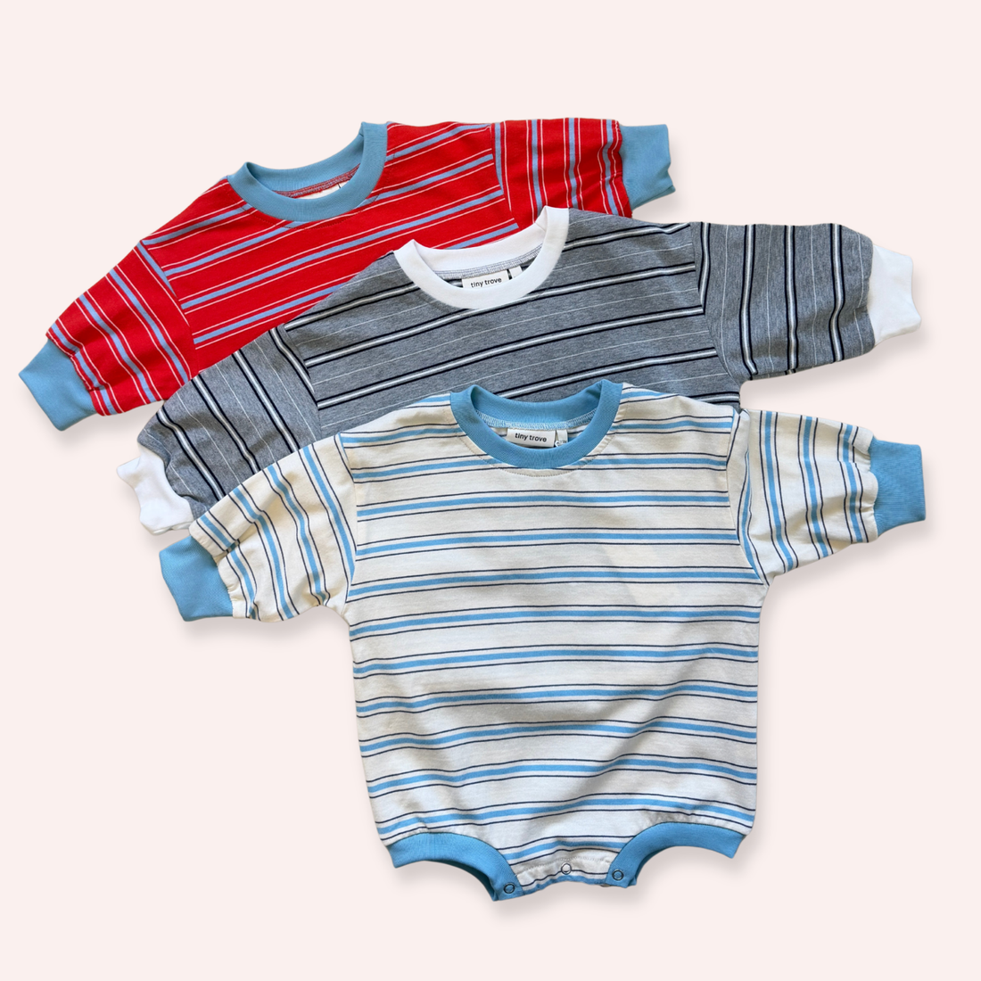 Mattie Stripe Cotton Bodysuit - Cream/Blue Stripe