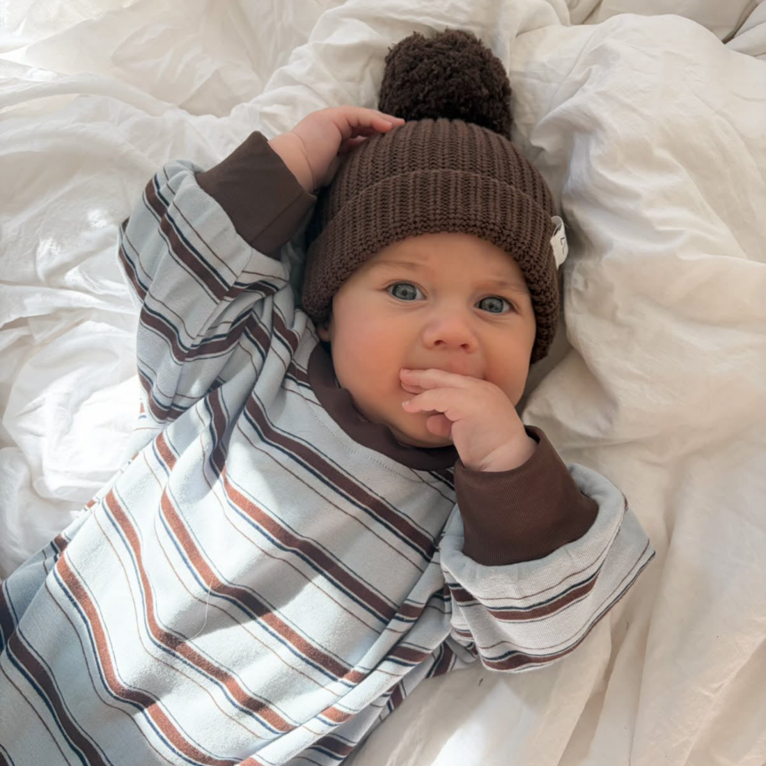 Mattie Stripe Cotton Bodysuit - Blue Stripe