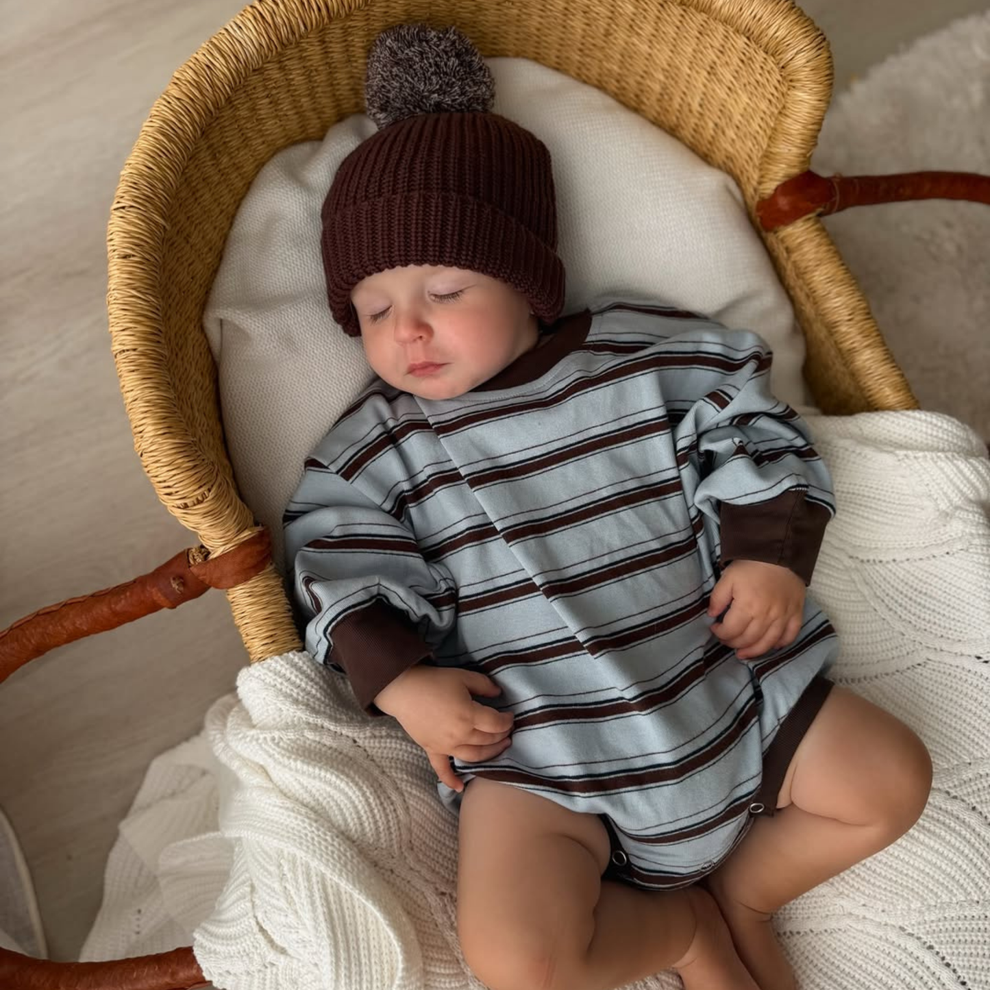 Mattie Stripe Cotton Bodysuit - Blue Stripe