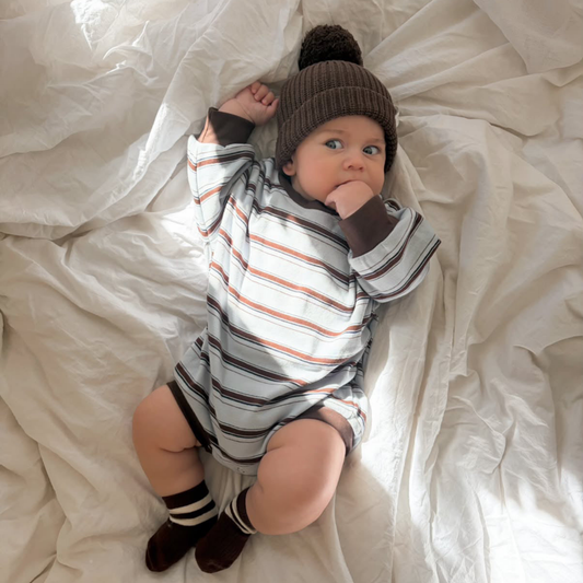 Mattie Stripe Cotton Bodysuit - Blue Stripe