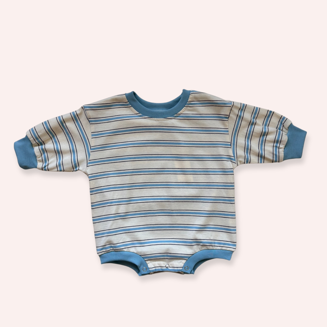 Mattie Stripe Cotton Bodysuit - Cream/Blue Stripe