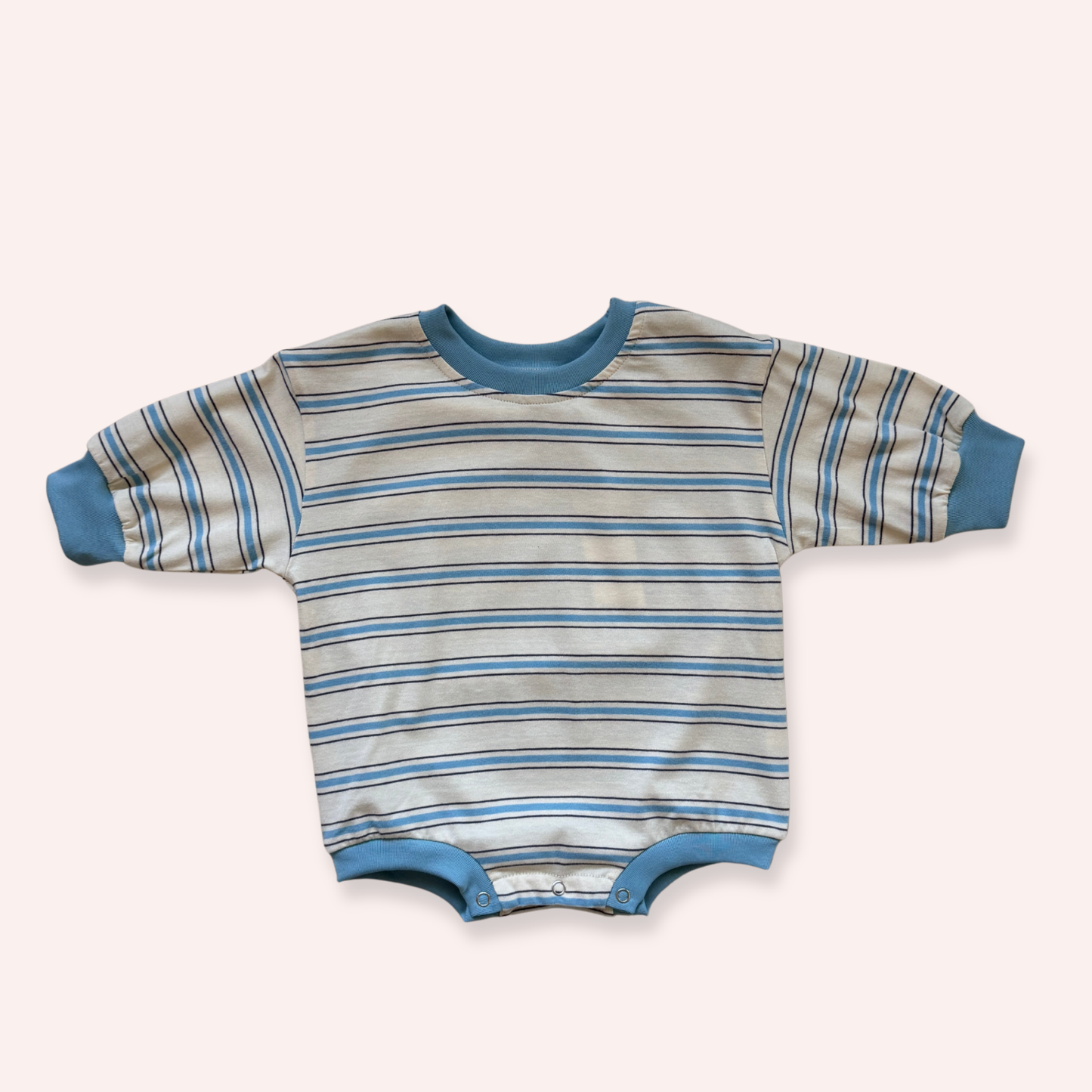 Mattie Stripe Cotton Bodysuit - Cream/Blue Stripe