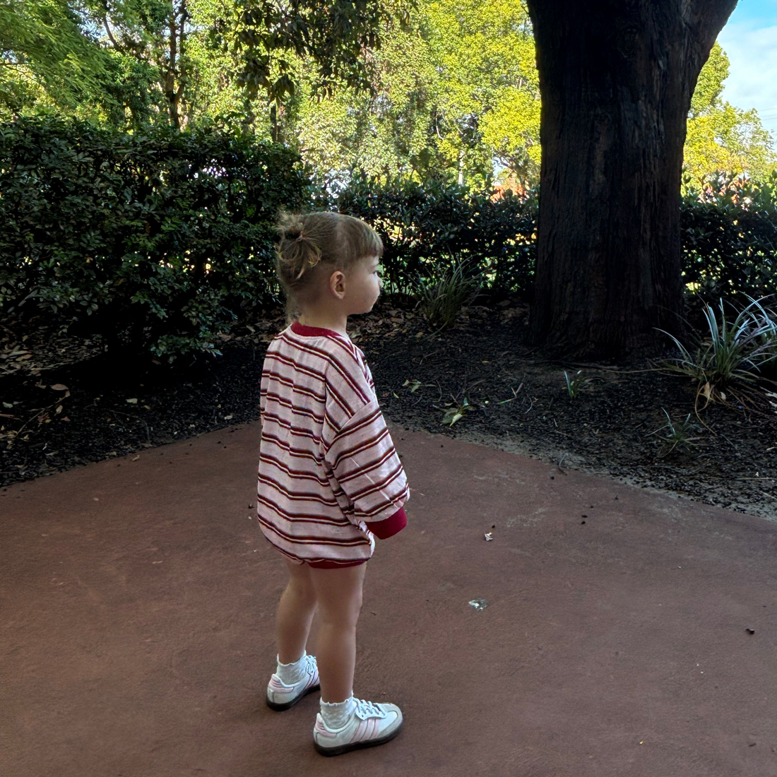 Mattie Stripe Cotton Bodysuit - Pink/Red Stripe