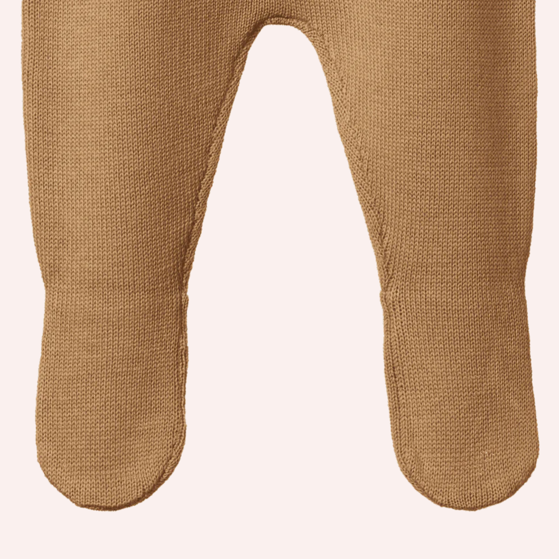 Merino Wool Knit Footed Rompers - Caramel