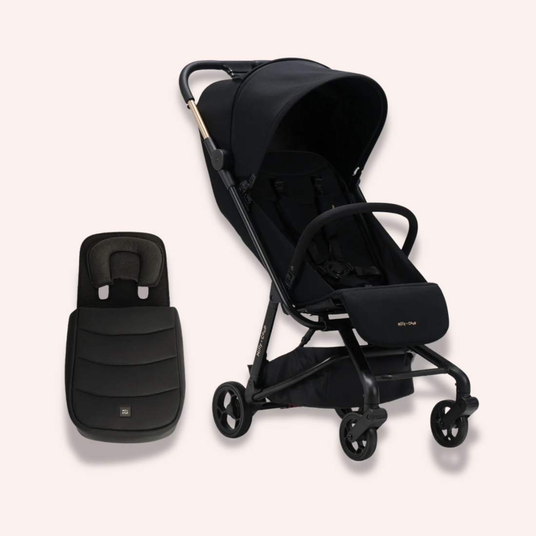 Milly and Coup Pixi Stroller & Newborn Cocoon - Black