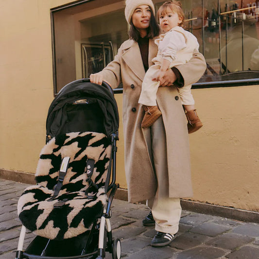The Pram Puff - Houndstooth Biscuit & Black