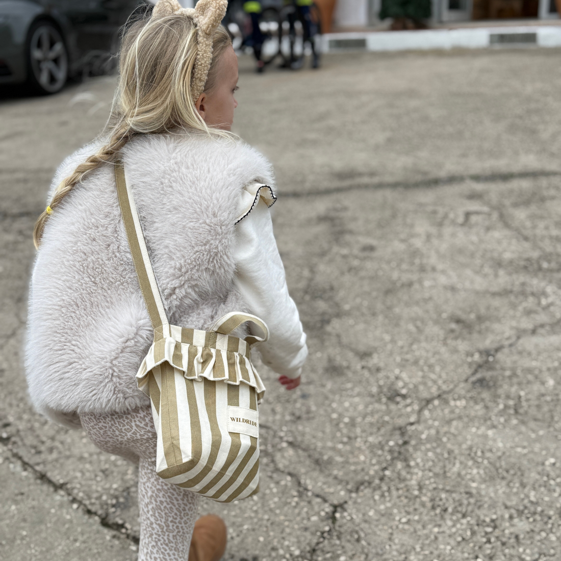 Mini Ruffle Bag - Beige Stripe